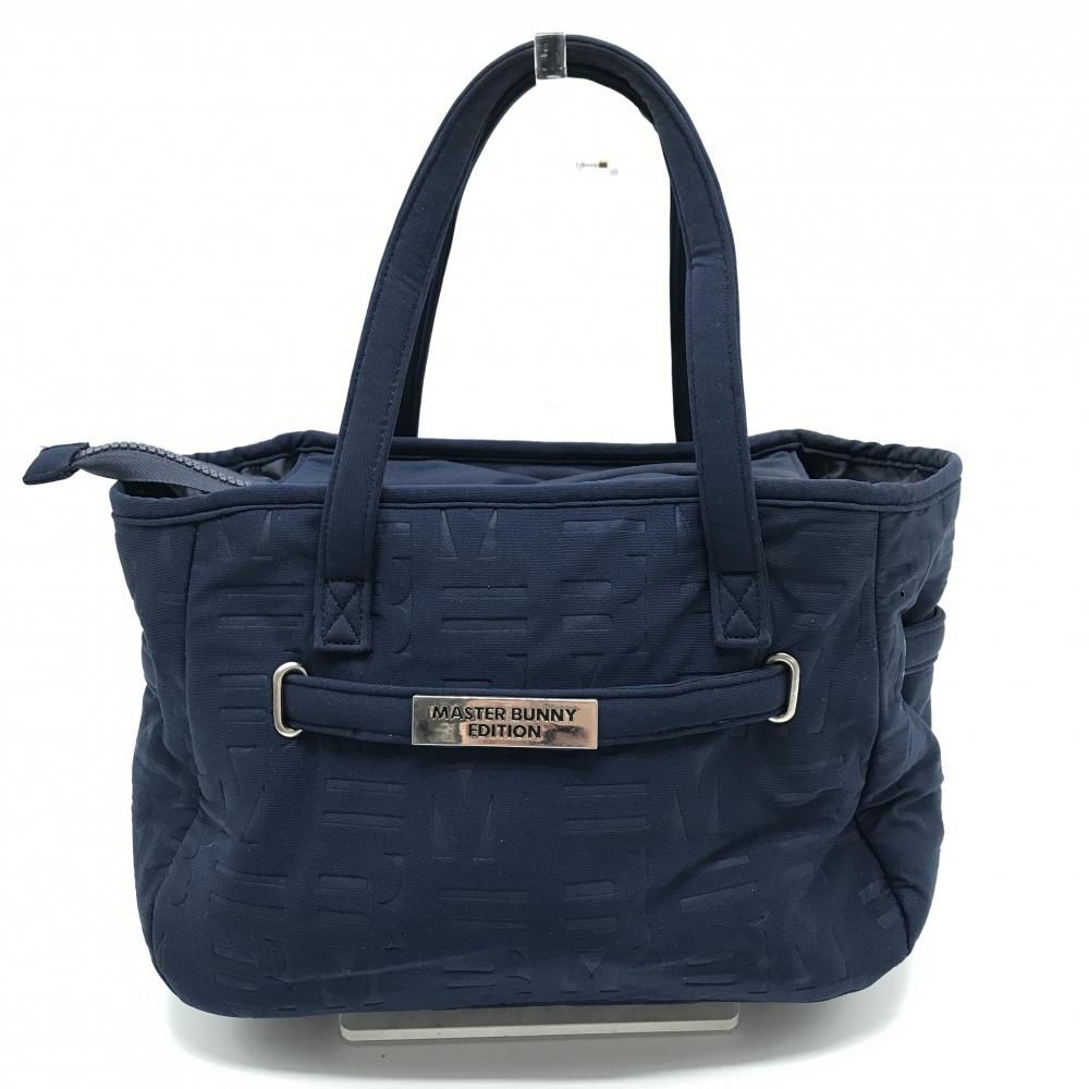 マスターバニー カートバッグ ネイビー エンボスロゴ総柄 内ポケット