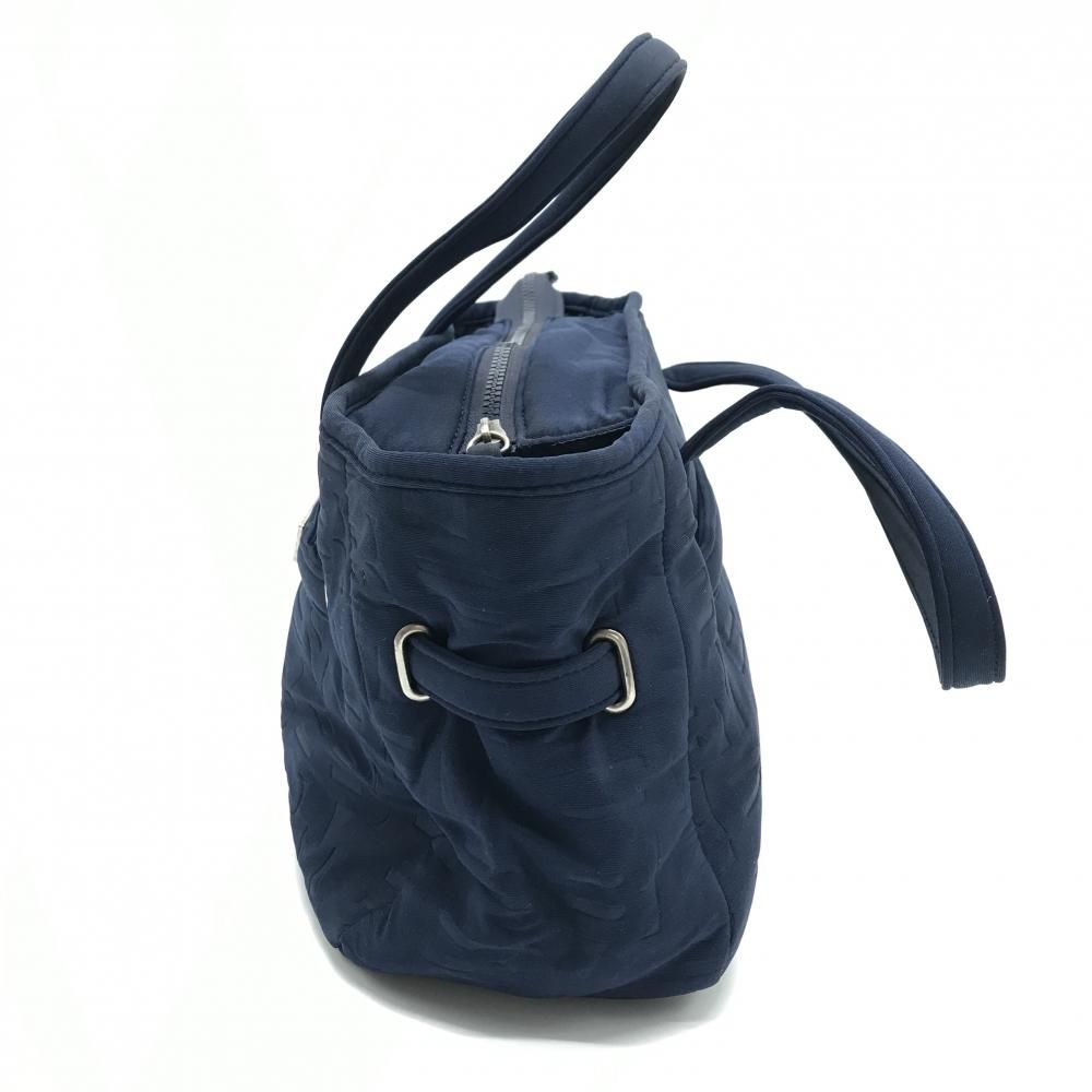 マスターバニー カートバッグ ネイビー エンボスロゴ総柄 内ポケット