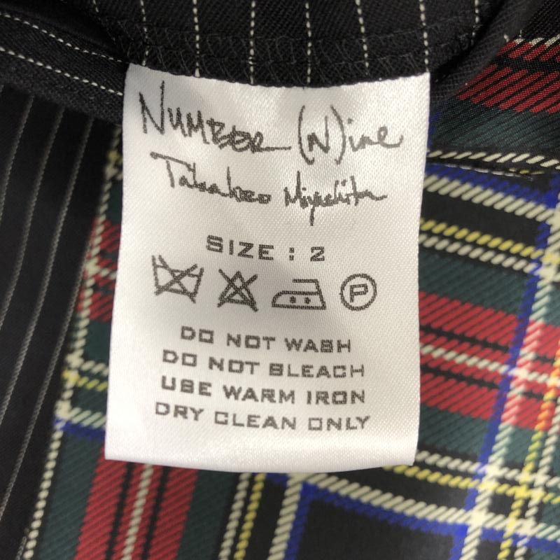 中古】NUMBER(N)INE ストライプテーラードジャケット 2 ブラック