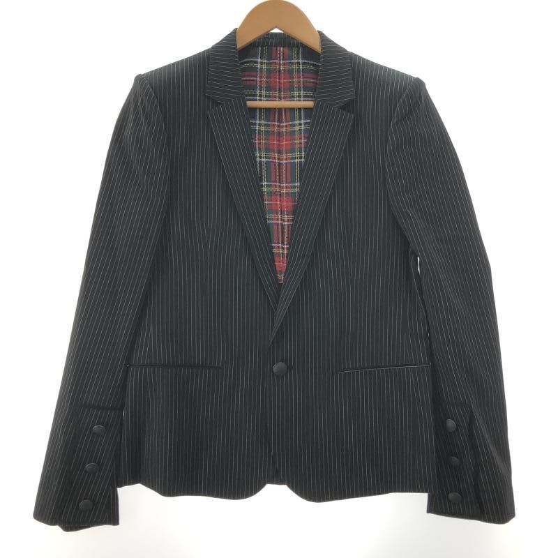 中古】NUMBER(N)INE ストライプテーラードジャケット 2 ブラック