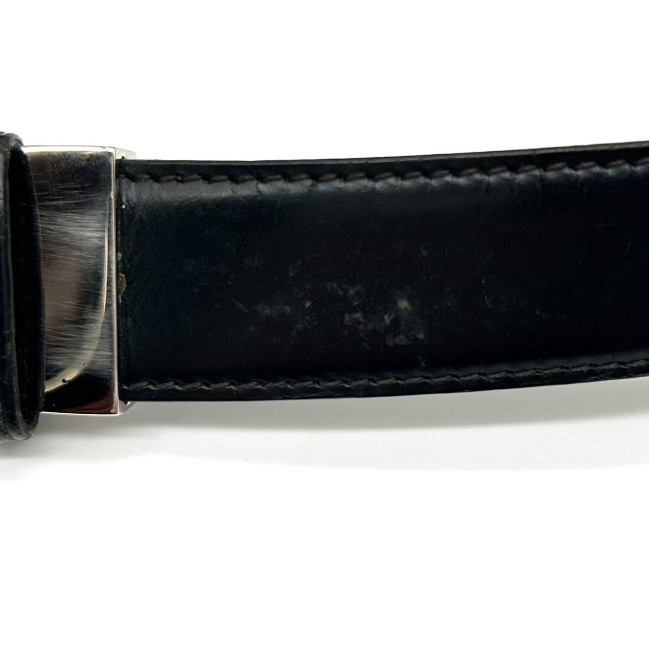 BVLGARI ブルガリ レザーベルト ブラック シルバー金具 イタリア製