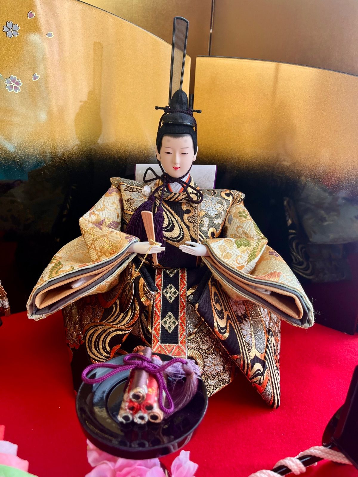 新品☆桜の唄会☆究極の造形美☆極上王朝絵巻雛☆正絹☆一刀彫り木手