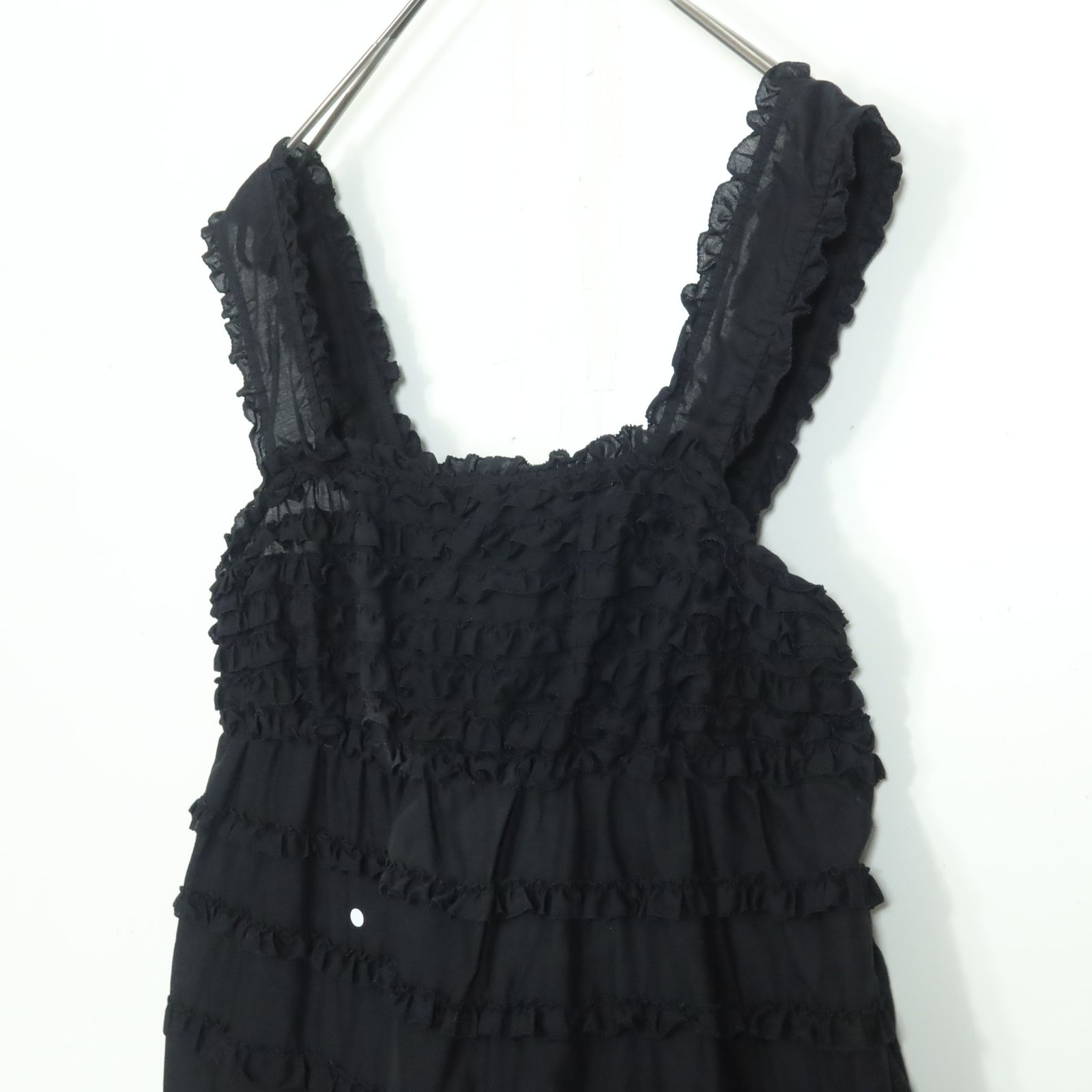 ピンクハウス　ピコフリル、綿ローン黒ノースリーブチュニック ピンクハウス ピコフリル、綿ローン黒ノースリーブチュニック ピンク