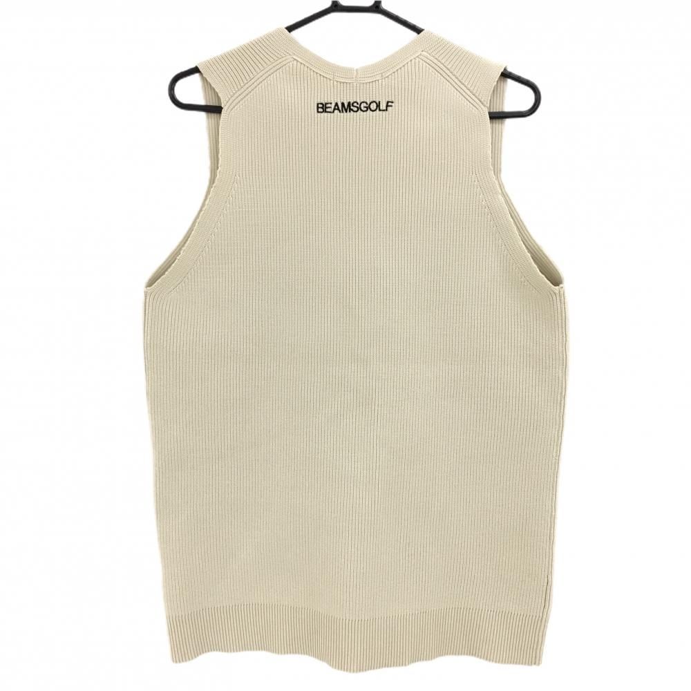 新品】ビームスゴルフ ニットベスト ベージュ Vネック 前ポケット