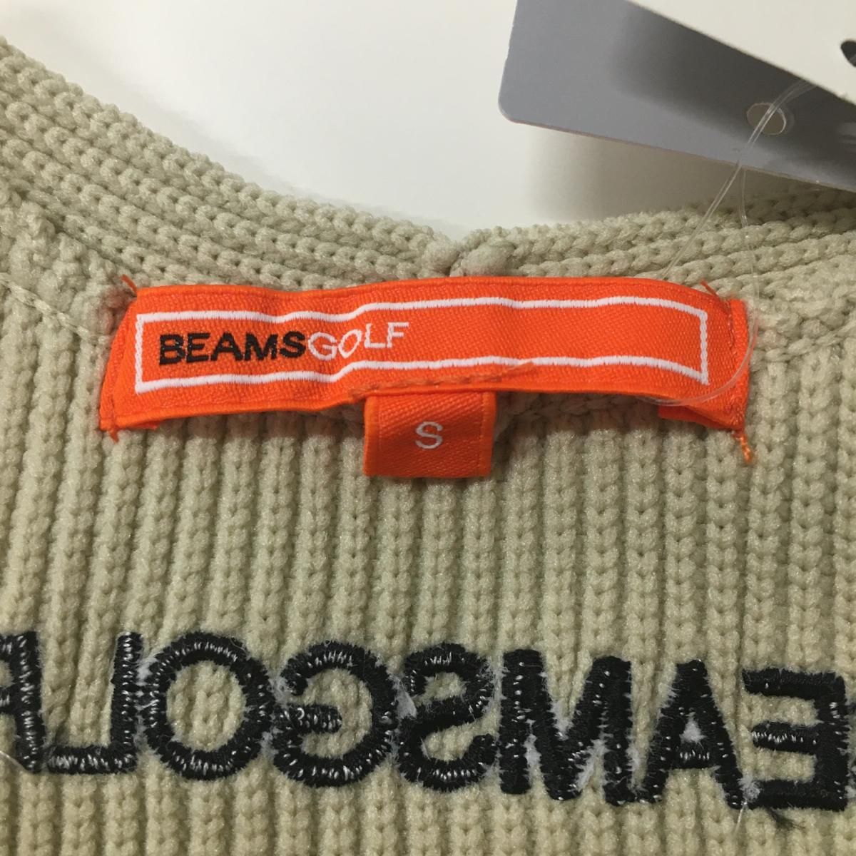 新品】ビームスゴルフ ニットベスト ベージュ Vネック 前ポケット