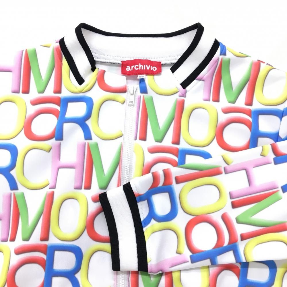 超美品】アルチビオ ジャケットブルゾン 白×マルチカラー ロゴ総柄