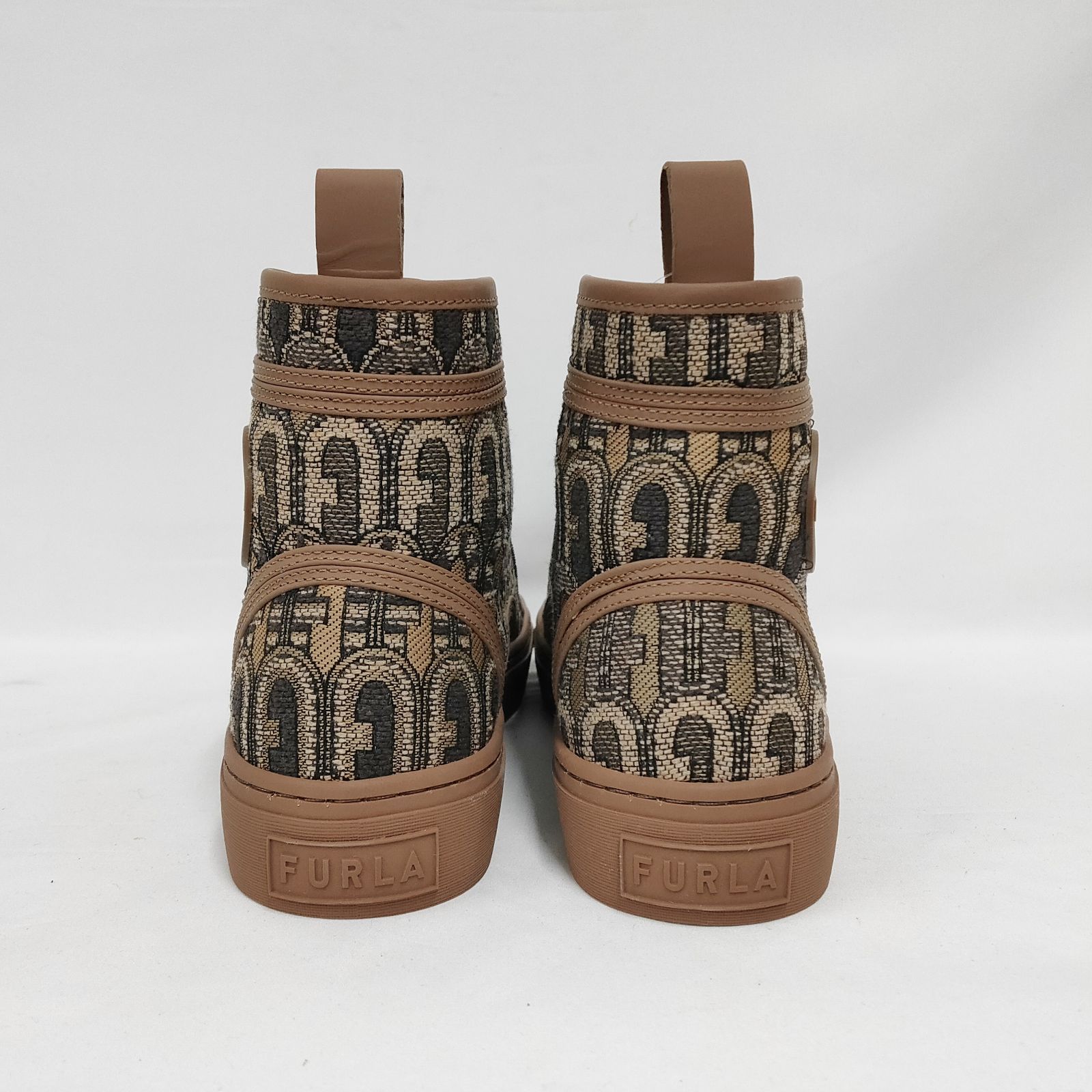 新品 未使用 フルラ バインディング ハイトップ スニーカー ブラウン