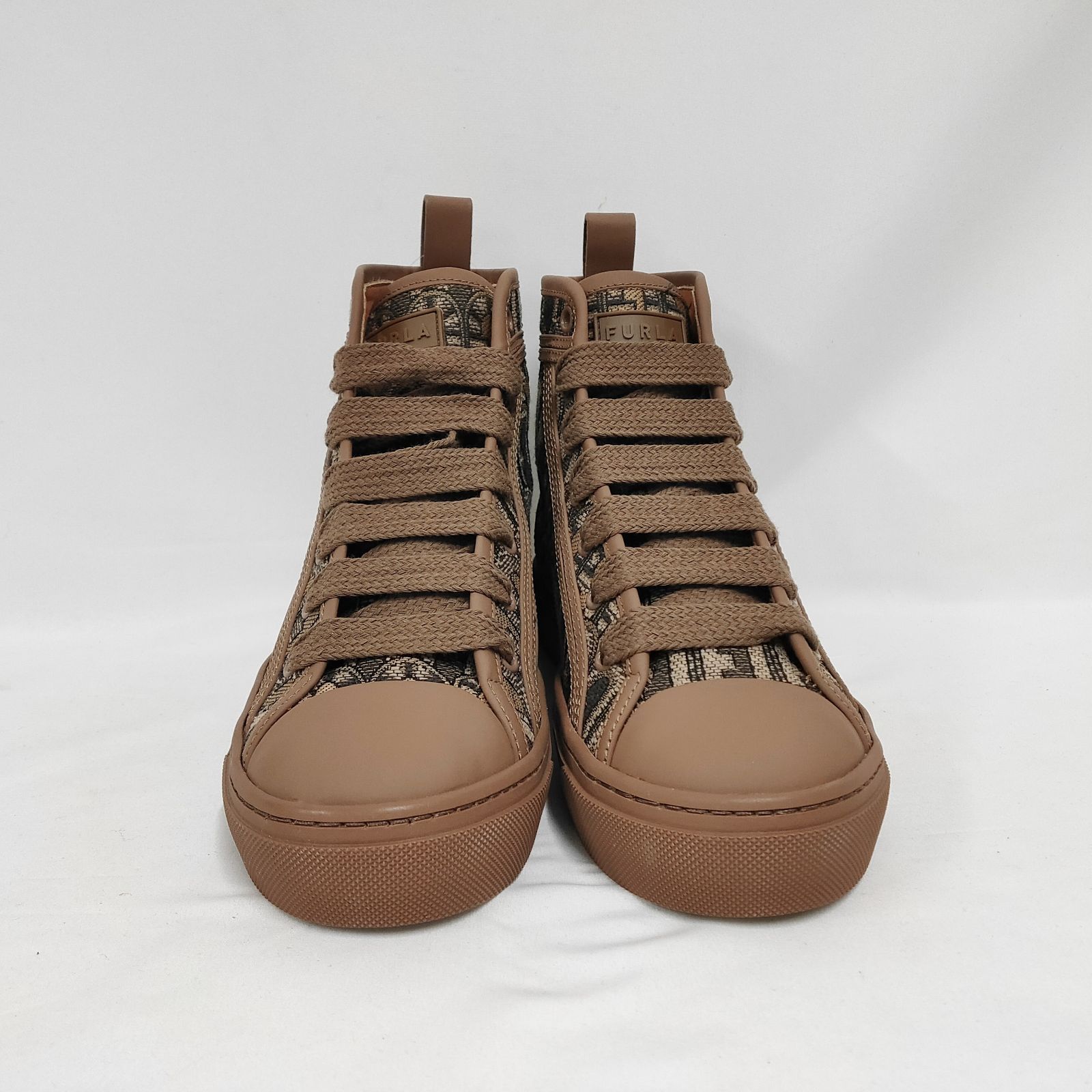 新品 未使用 フルラ バインディング ハイトップ スニーカー ブラウン