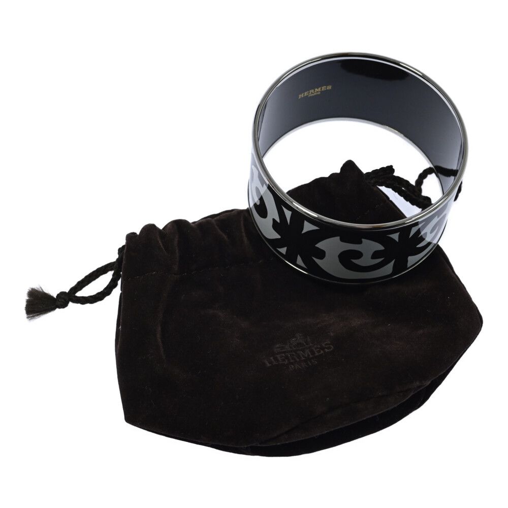 HERMES エルメス エマイユGM・＃Mバングル/合金/メッキ-66.1g/ブラック