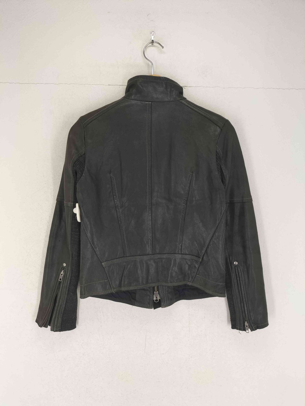 ユーズドフルギ USED古着 リブニット切替レザージャケット レディース