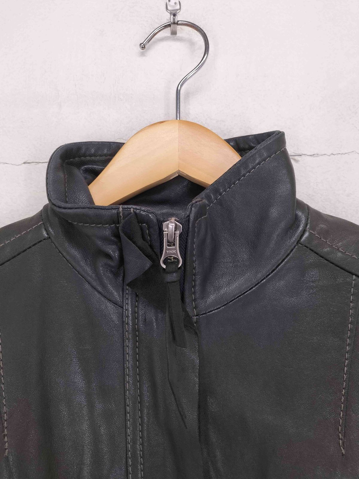 ユーズドフルギ USED古着 リブニット切替レザージャケット レディース