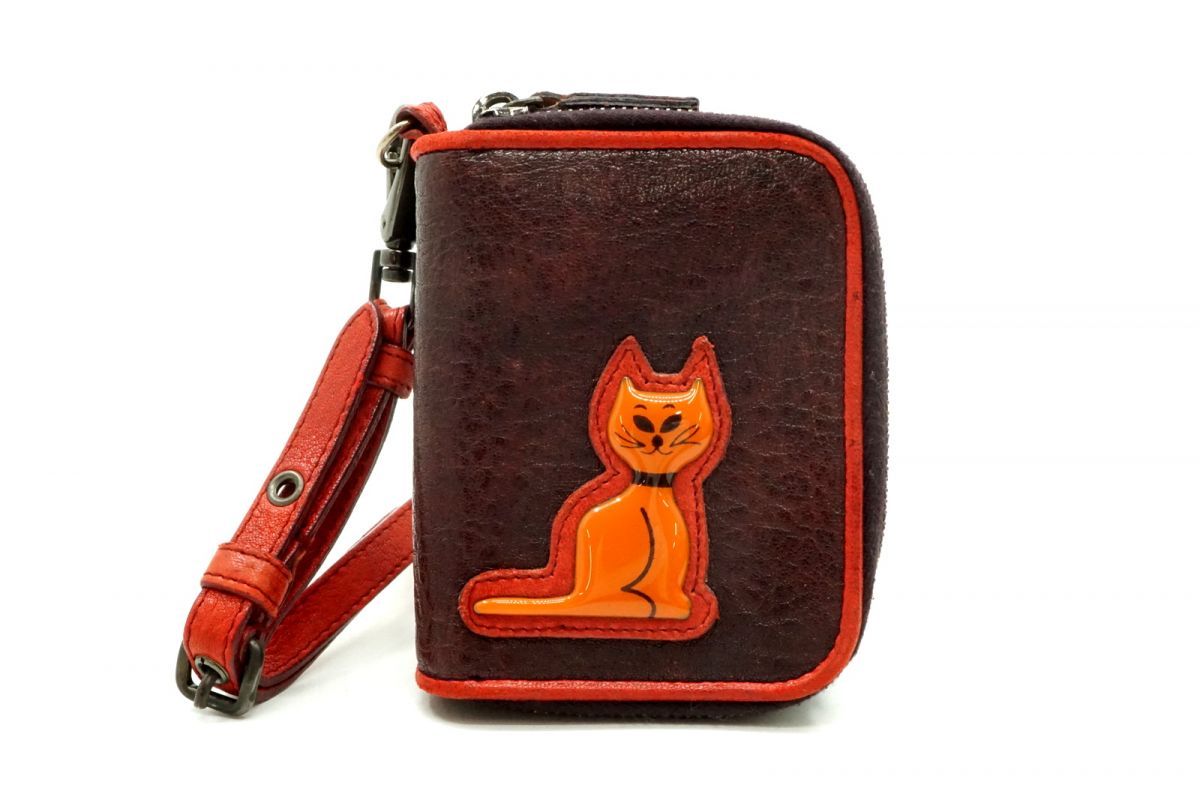 ミュウミュウ 二つ折り 財布 コンパクトウォレット ダブルジップ ネコ