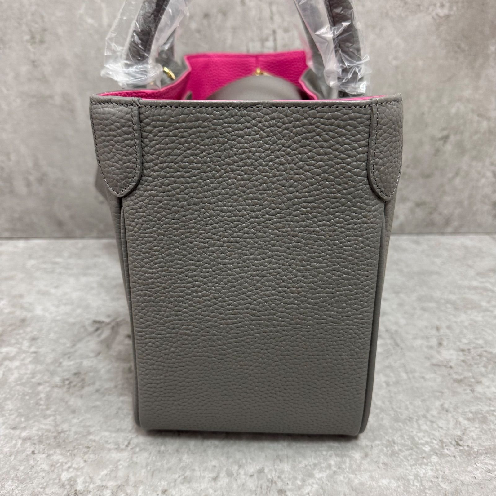 未使用】A.D.M.J トートバッグ ハンドバッグ グレー ピンク レザー