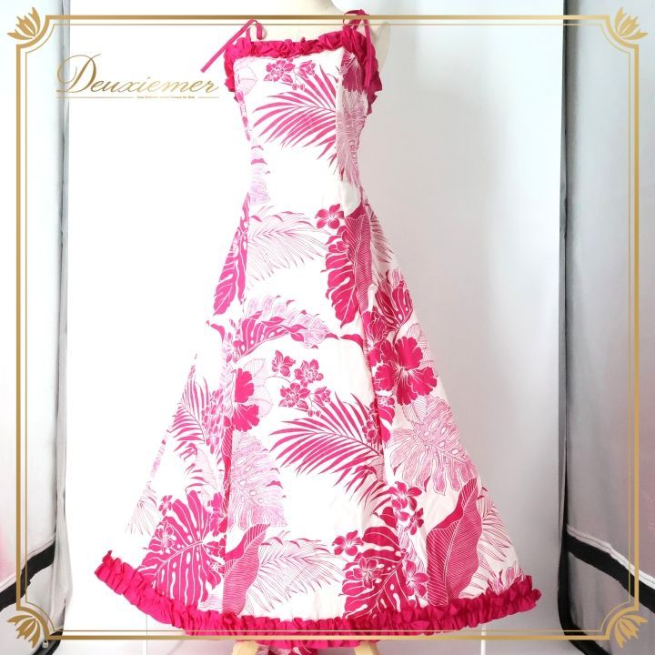 フラダンス 衣装 ワンピース ドレス ホワイト系 トーチジンジャー