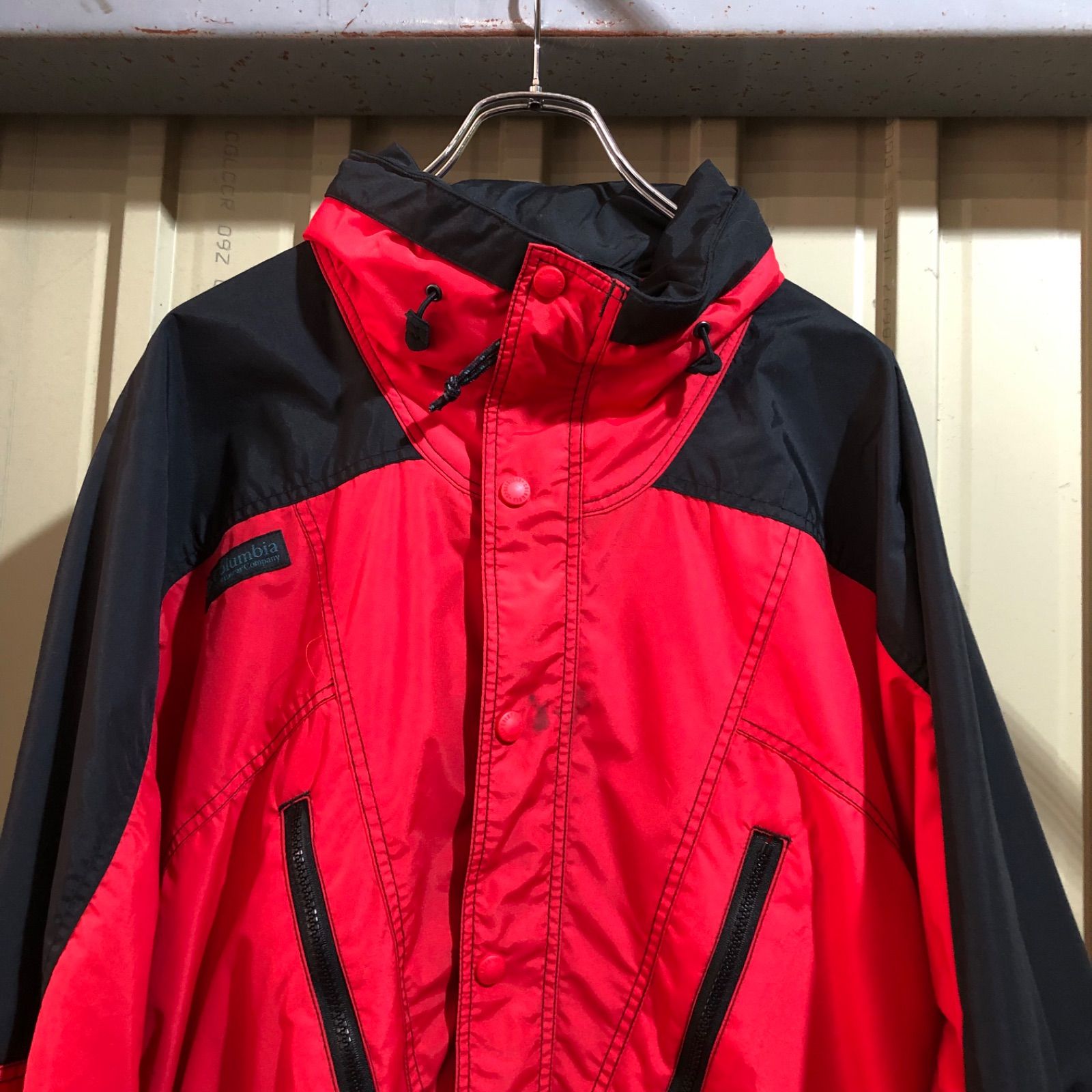 1458 Columbia ハーフジッププルオーバーナイロンジャケット レッド 