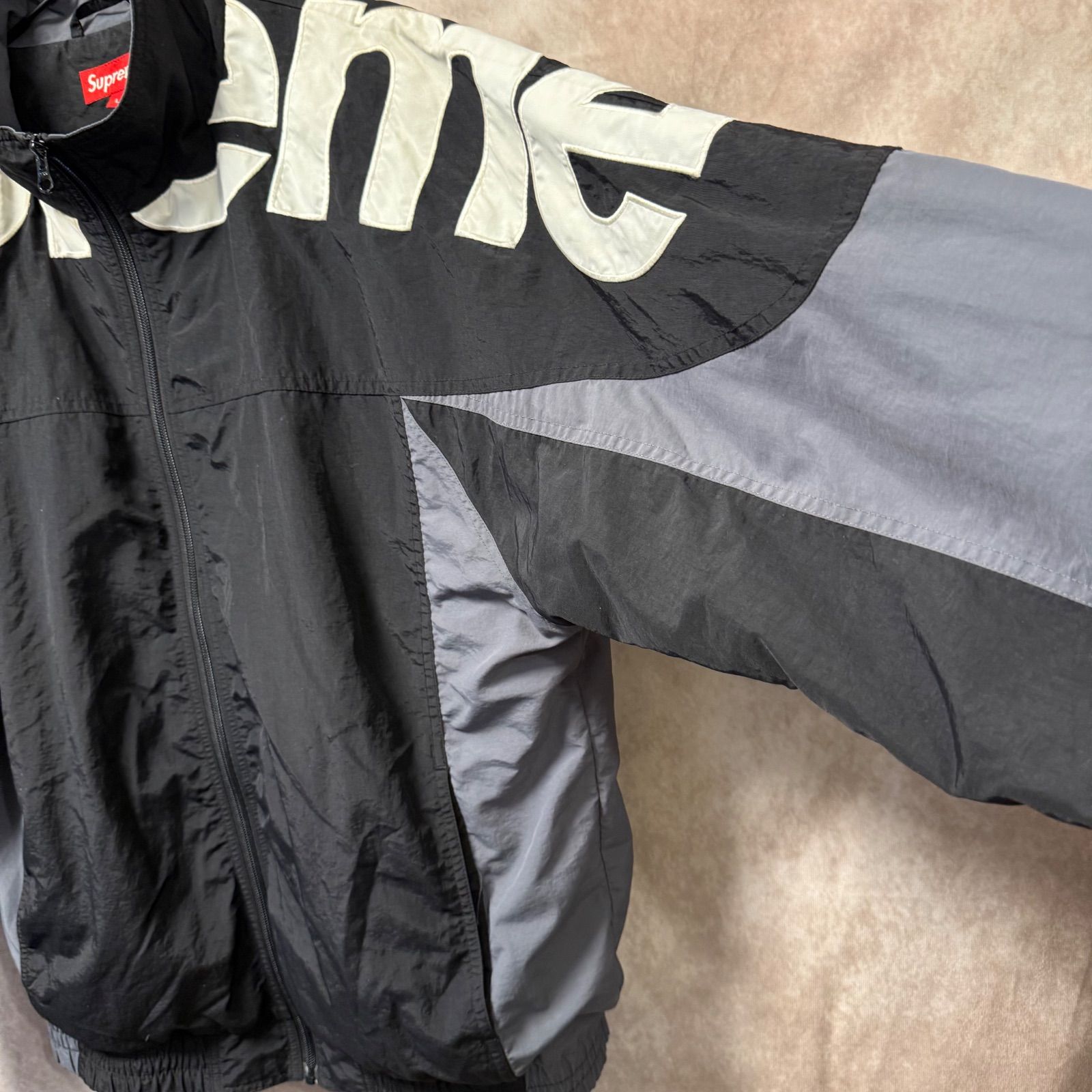 Supreme ナイロンジャケット L ビッグロゴ ブラック グレー