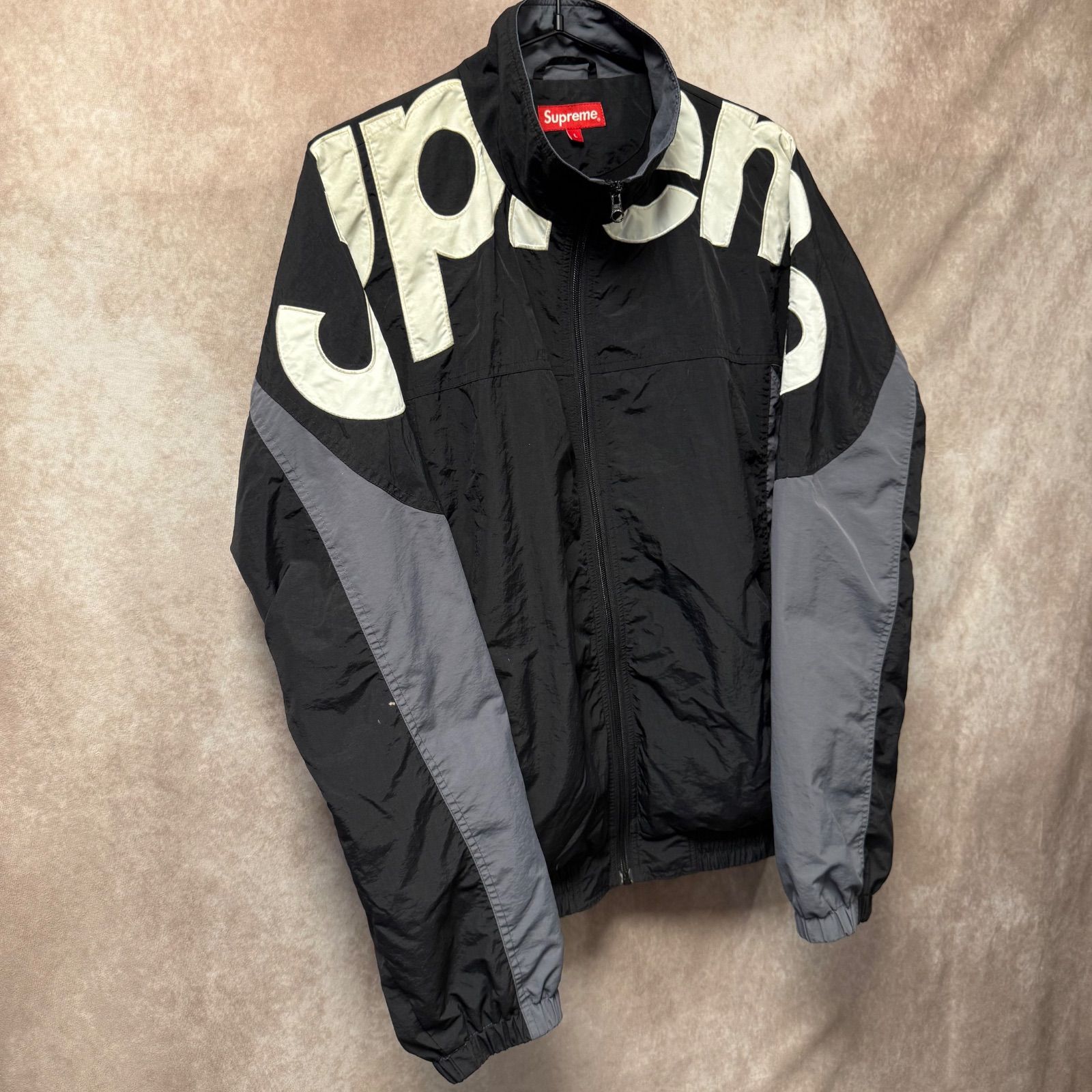 Supreme ナイロンジャケット L ビッグロゴ ブラック グレー