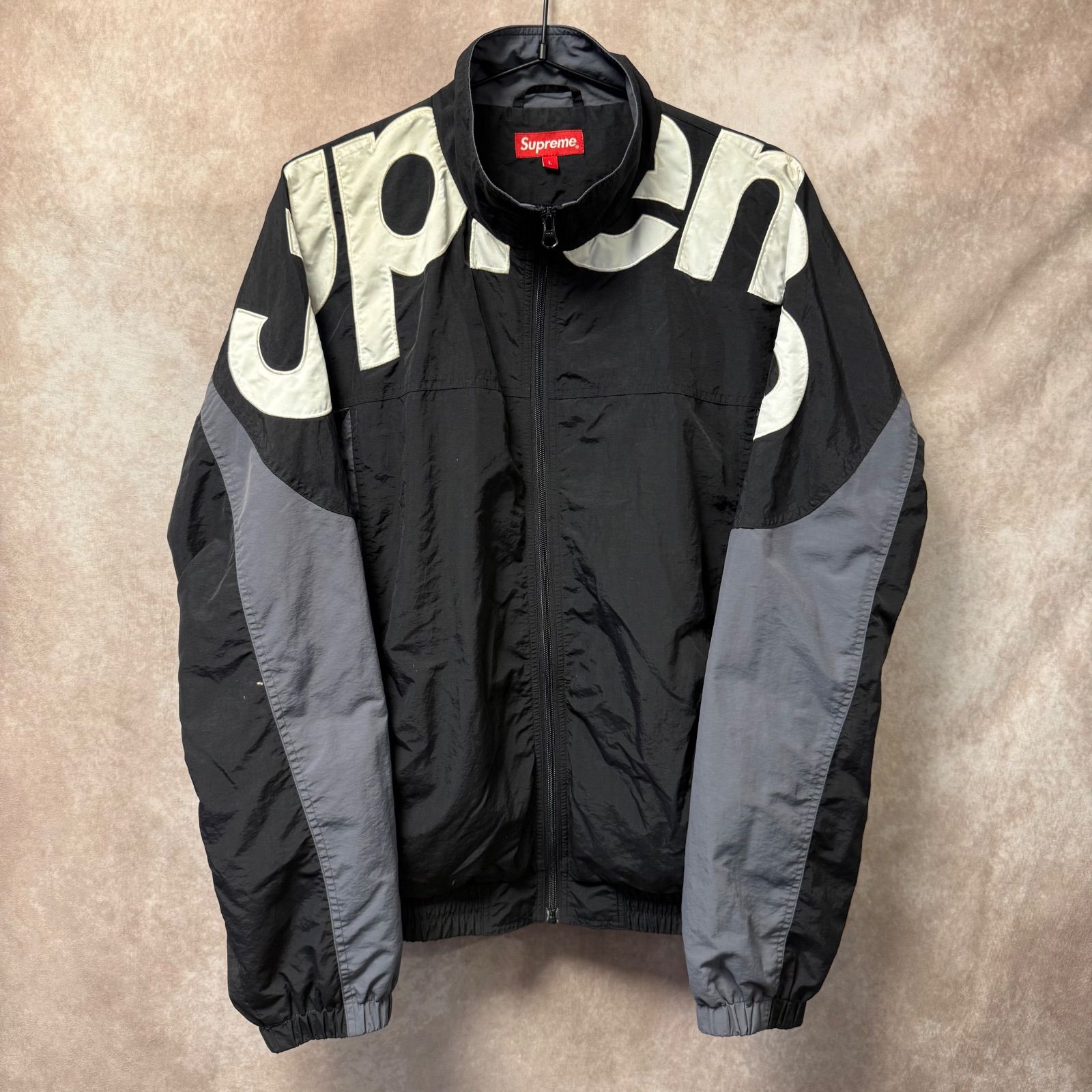 Supreme ナイロンジャケット L ビッグロゴ ブラック グレー