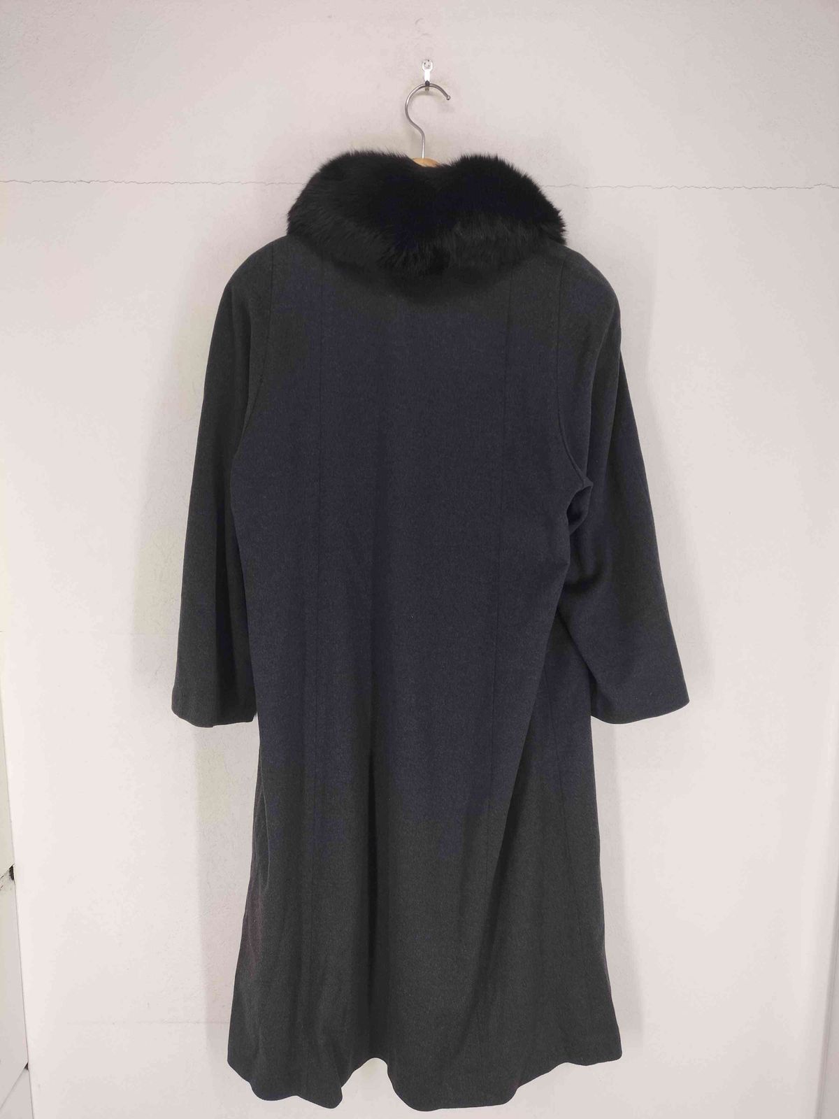 ユーズドフルギ USED古着 襟ファーカシミヤ100 ステンカラーコート