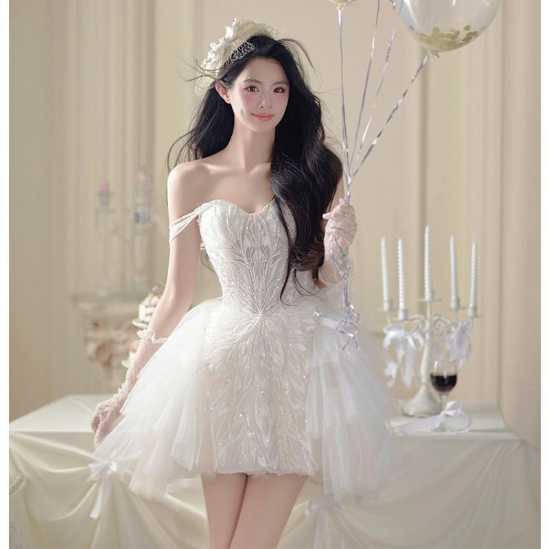 新品・未使用】 パーティードレス レディース 2025夏新作 ホワイト