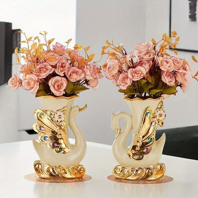 新品?未使用】 花瓶 フラワーベース 花器 磁器 セラミック 白鳥 スワン