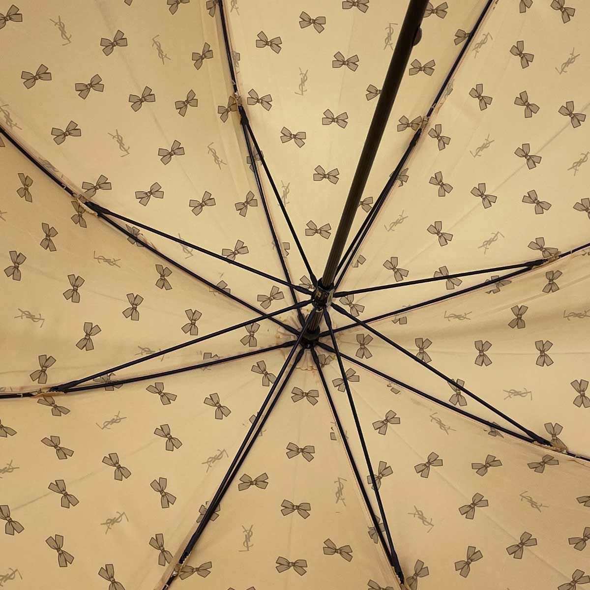 YvesSaintLaurent(YSL) イヴサンローラン 長傘 ロゴ/リボン ブラウン