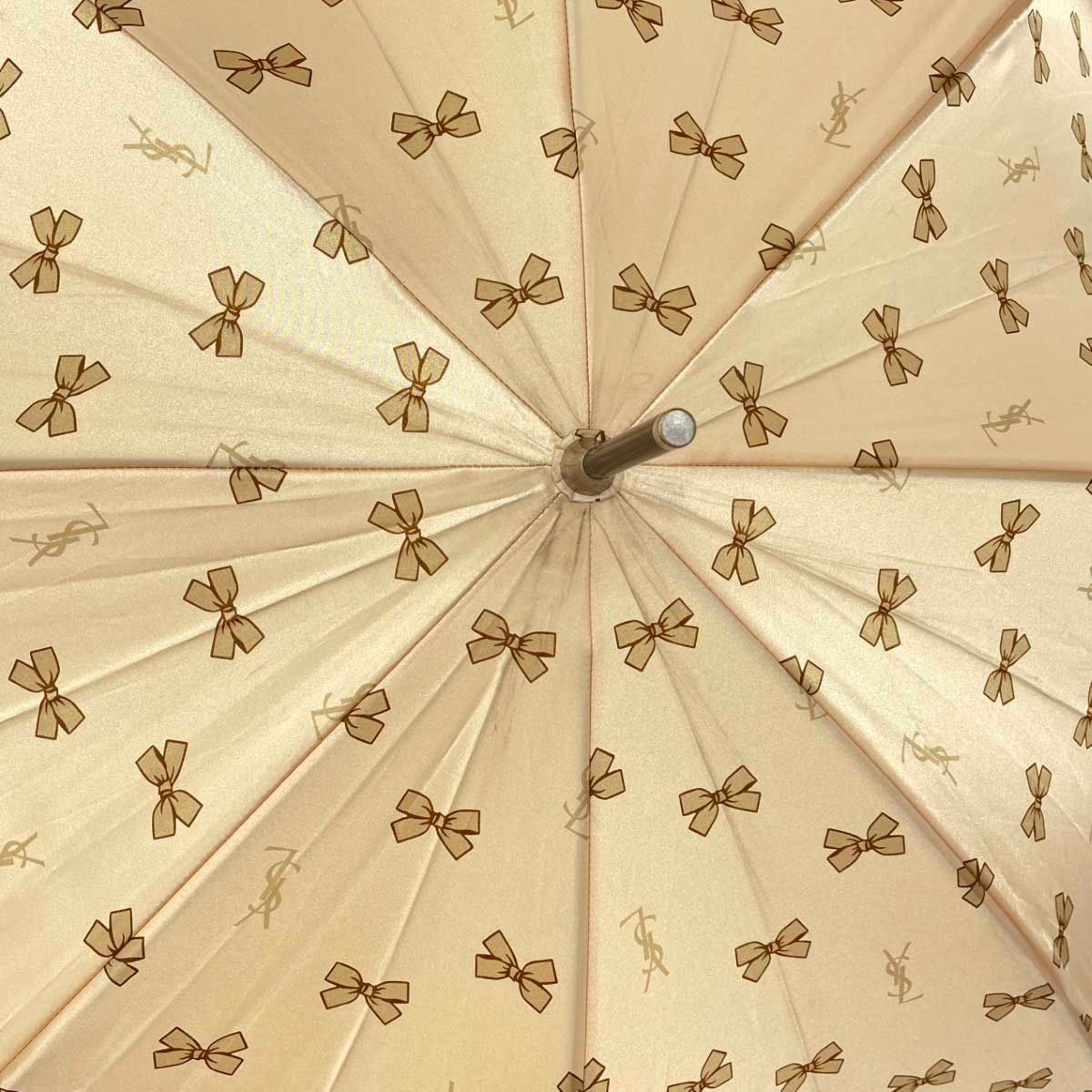 YvesSaintLaurent(YSL) イヴサンローラン 長傘 ロゴ/リボン ブラウン