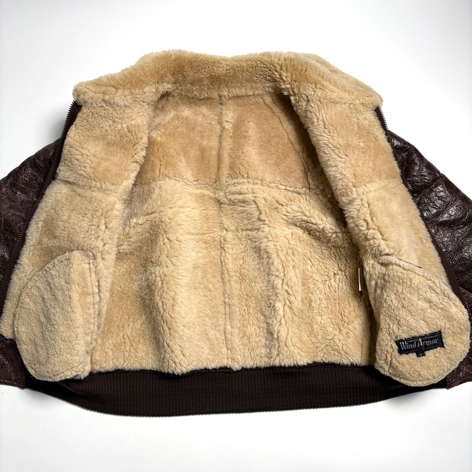 羊革】WIND ARMOR レザージャケット 茶 S フライトジャケット 本革