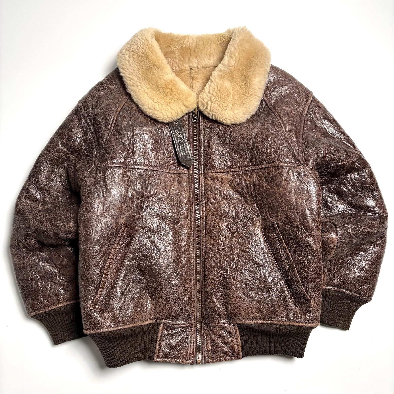 Wind Armor レザージャケット ボアライナー付き フライトジャケット 羊革】WIND ARMOR レザージャケット 茶 S フライトジャケット 本革
