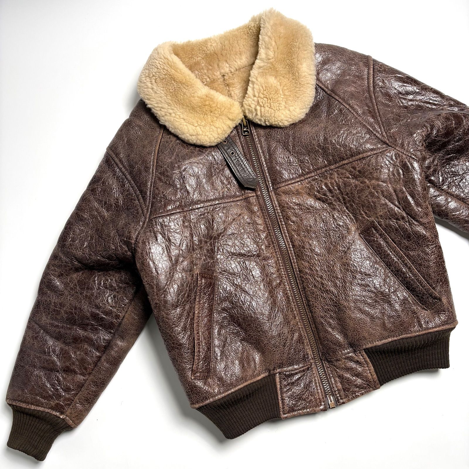 羊革】WIND ARMOR レザージャケット 茶 S フライトジャケット 本革