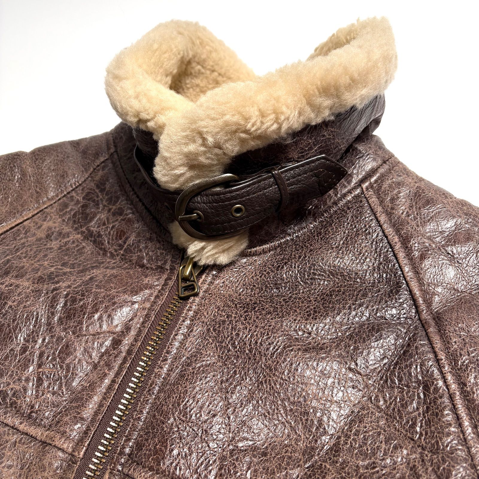 【肉厚×短丈】Wind Armor フランス産 羊革 レザー フライトジャケット 羊革】WIND ARMOR レザージャケット 茶 S フライトジャケット 本革