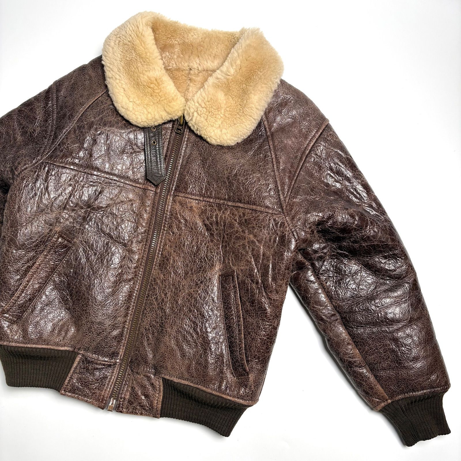 羊革】WIND ARMOR レザージャケット 茶 S フライトジャケット 本革
