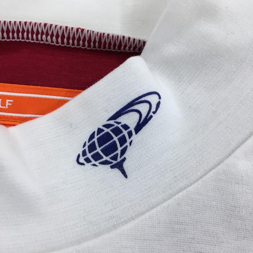 新品】ビームスゴルフ 長袖ハイネックシャツ 白×ネイビー×ボルドー