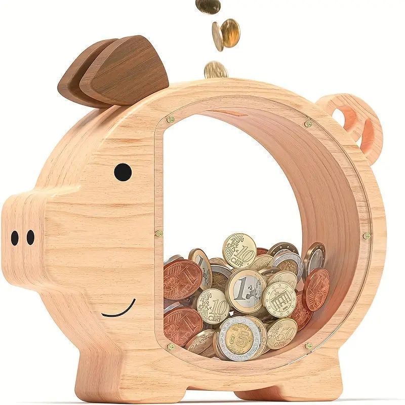 新品・未使用】 ?? 可愛い木製豚型貯金箱カスタム木製貯金箱 - 完璧な 