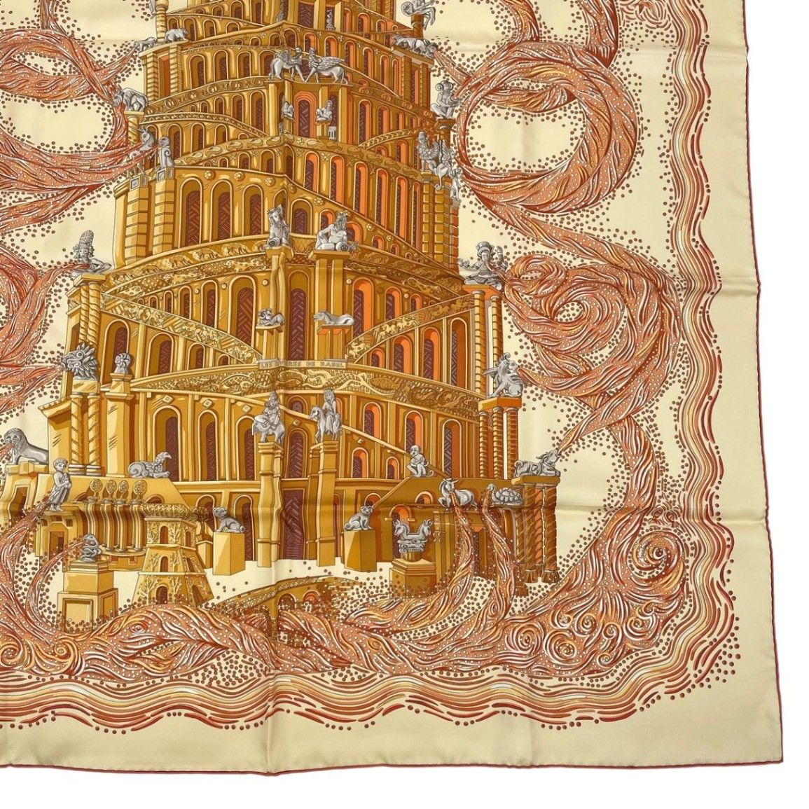 【未使用】HERMES バベルの川 エルメス スカーフ カレ90 新品同様 HERMES エルメス カレ90 LES RIVIERES DE BABEL バベルの川
