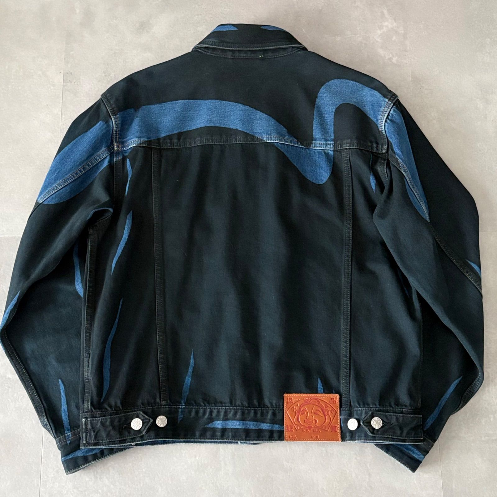 EVISU エヴィス デニムジャケット オーバーダイ カモメ 製品染め 黒 青 
