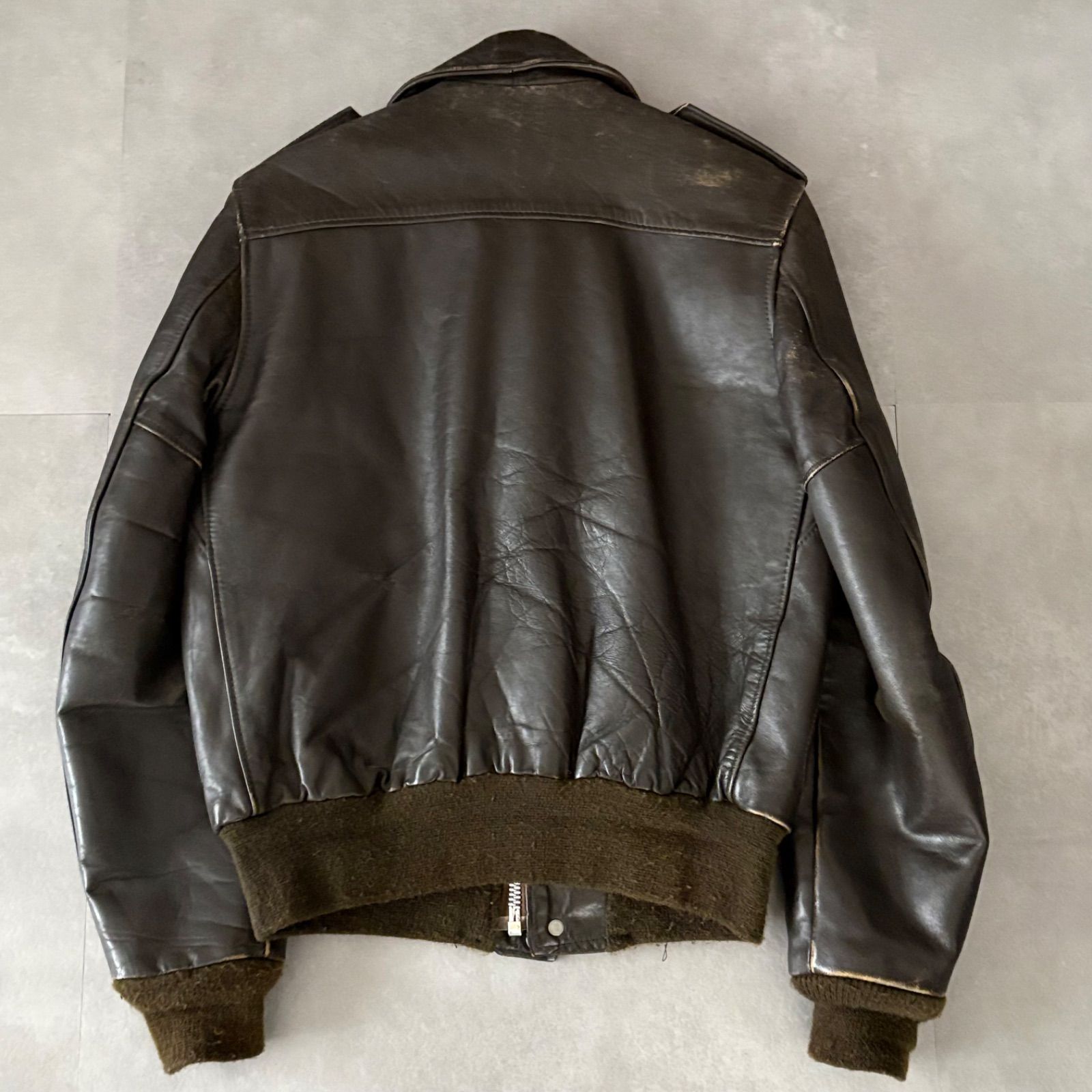 70s SCHOTT ショット A-2 レザーフライトジャケット ブルゾン ダーク