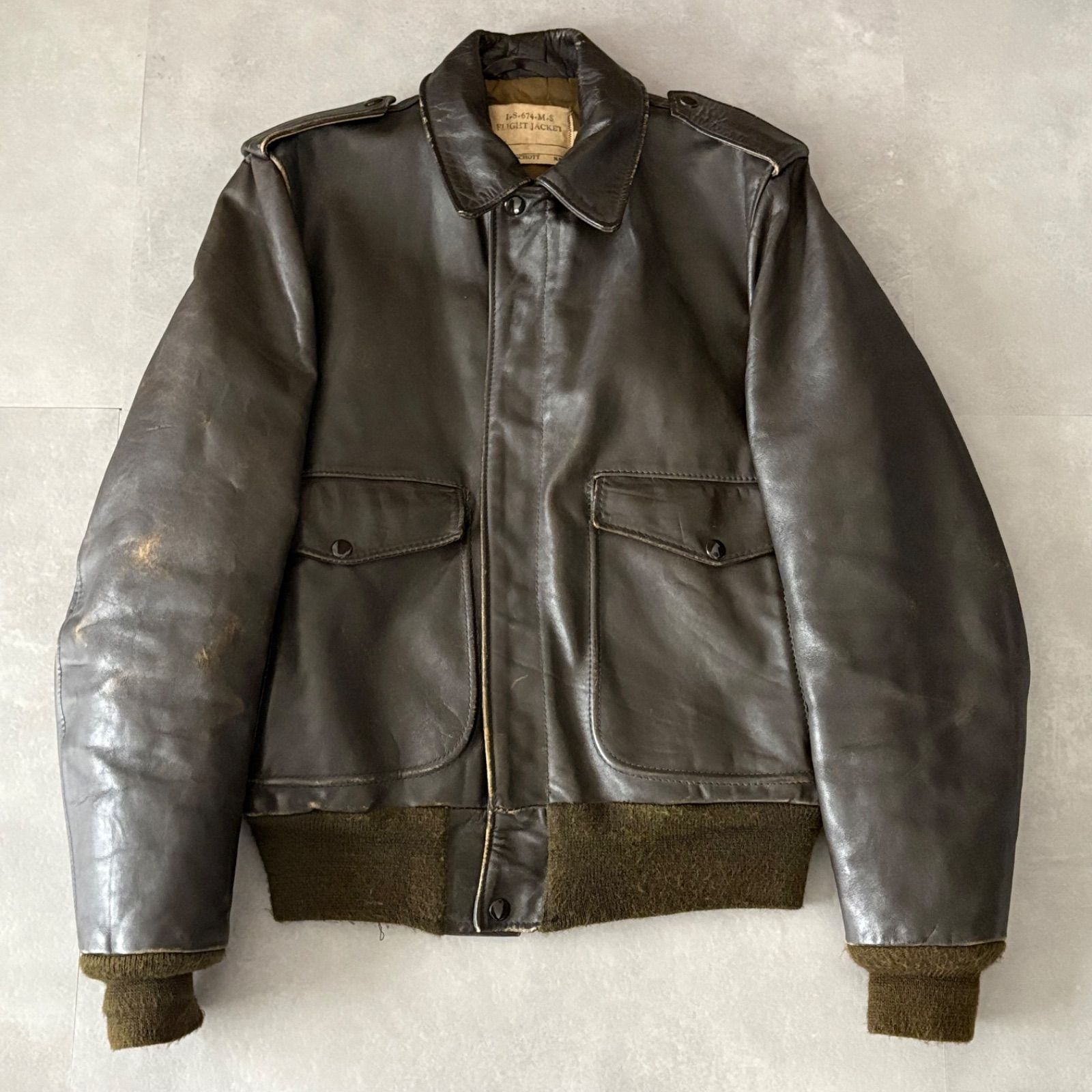 70s Schott 44 レザー フライトジャケット ブラウン A-2 70s Schott 44 レザー フライトジャケット ブラウン A-2 Schott 70
