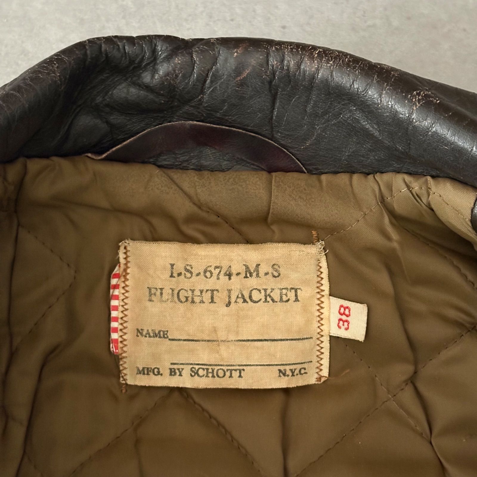 70s SCHOTT ショット A-2 レザーフライトジャケット ブルゾン ダーク