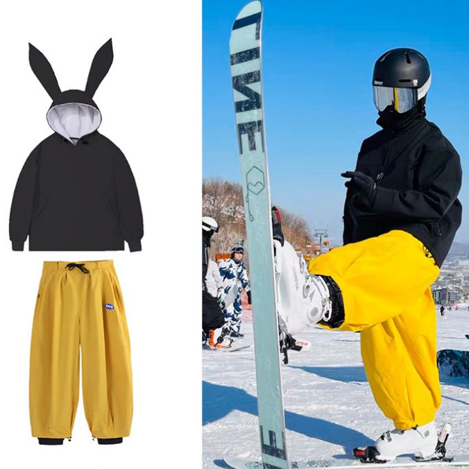 スキーウェア メンズレディース ウサギ 兎耳 可愛い スノーボード
