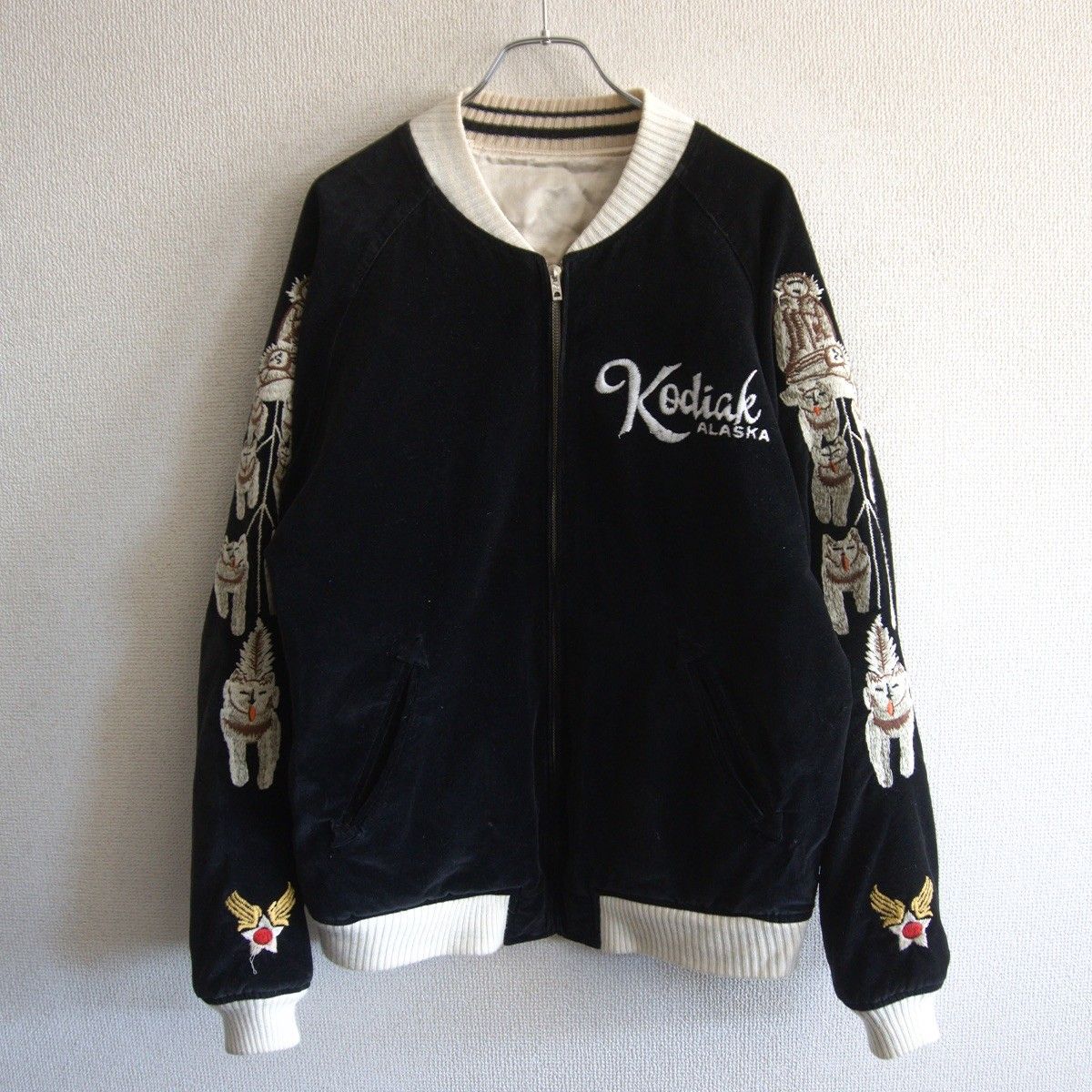 AVIREX アビレックス 別珍 スカジャン ベロア リバーシブル 海軍 L AVIREX（アヴィレックス） セール アビレックス リバーシブル