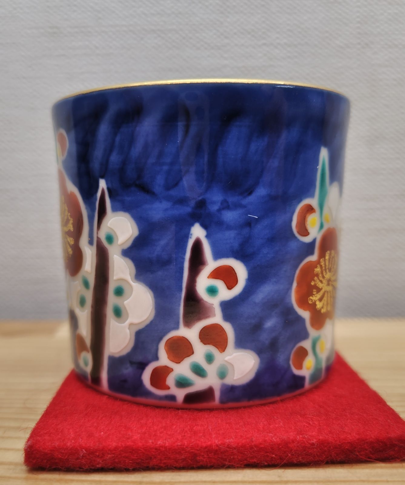 逢絢亭・新品】茶道具 蓋置 京焼 色絵 槍梅の絵 平安昭阿弥 高野昭阿弥