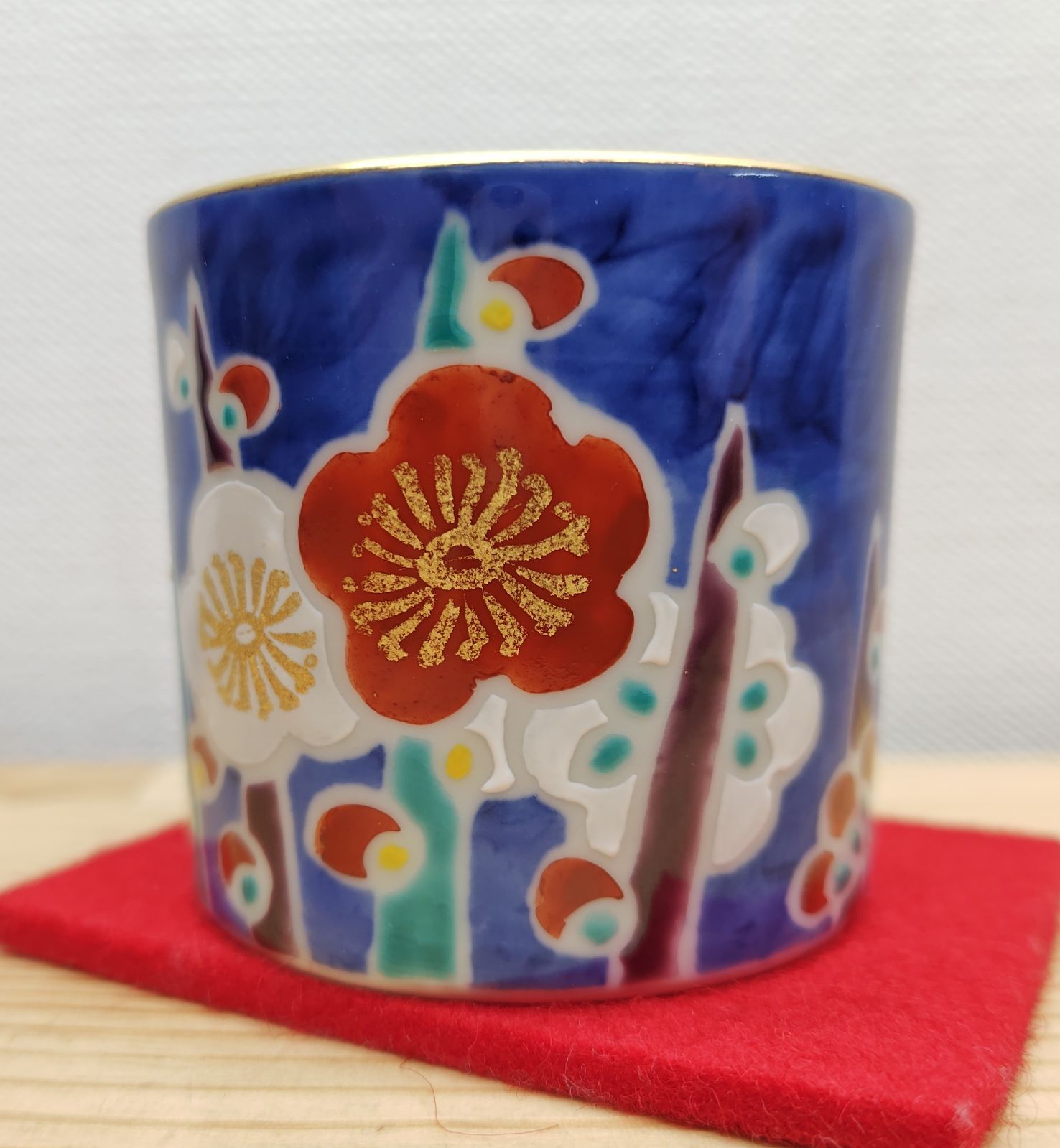 逢絢亭・新品】茶道具 蓋置 京焼 色絵 槍梅の絵 平安昭阿弥 高野昭阿弥