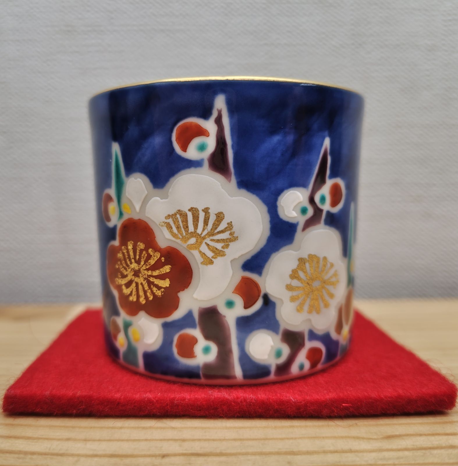 逢絢亭・新品】茶道具 蓋置 京焼 色絵 槍梅の絵 平安昭阿弥 高野昭阿弥