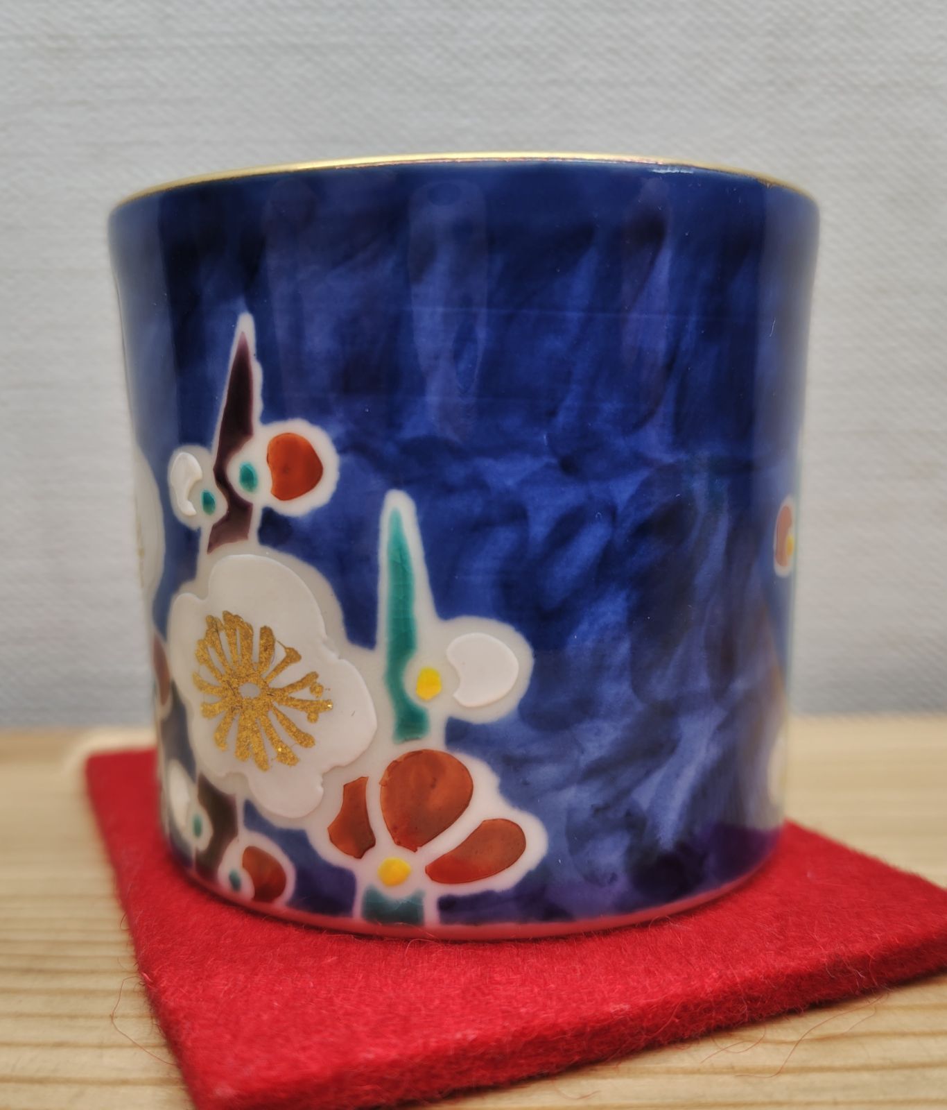 逢絢亭・新品】茶道具 蓋置 京焼 色絵 槍梅の絵 平安昭阿弥 高野昭阿弥