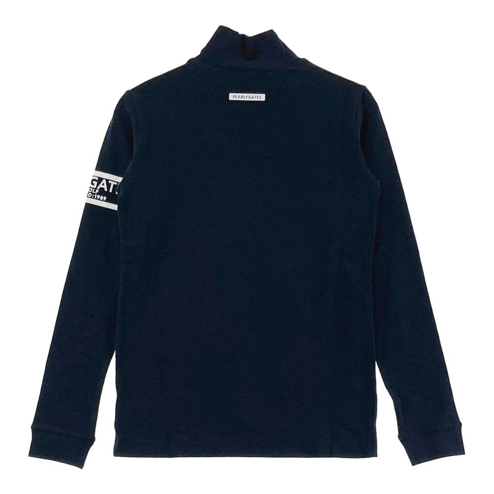 サイズ：00 PEARLY GATES パーリーゲイツ  袖ロゴ ハイネック長袖Tシャツ  ネイビー系 [240101598608] ゴルフウェア レディース ストスト サイズ：00 PEARLY GATES パーリーゲイツ 袖ロゴ ハイネック長袖T