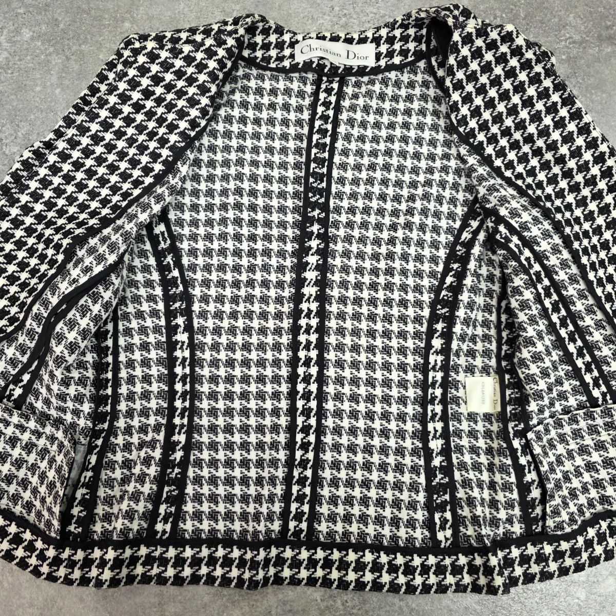 クリスチャンディオール ノーカラージャケット 千鳥格子 レトロ 肩