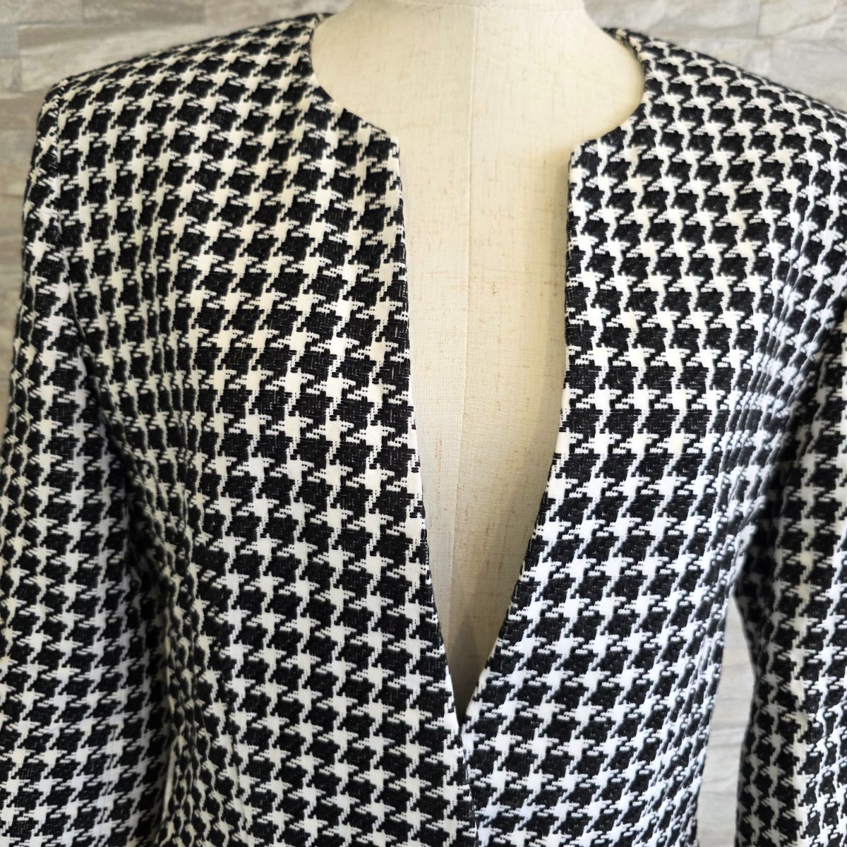 クリスチャンディオール ノーカラージャケット 千鳥格子 レトロ 肩