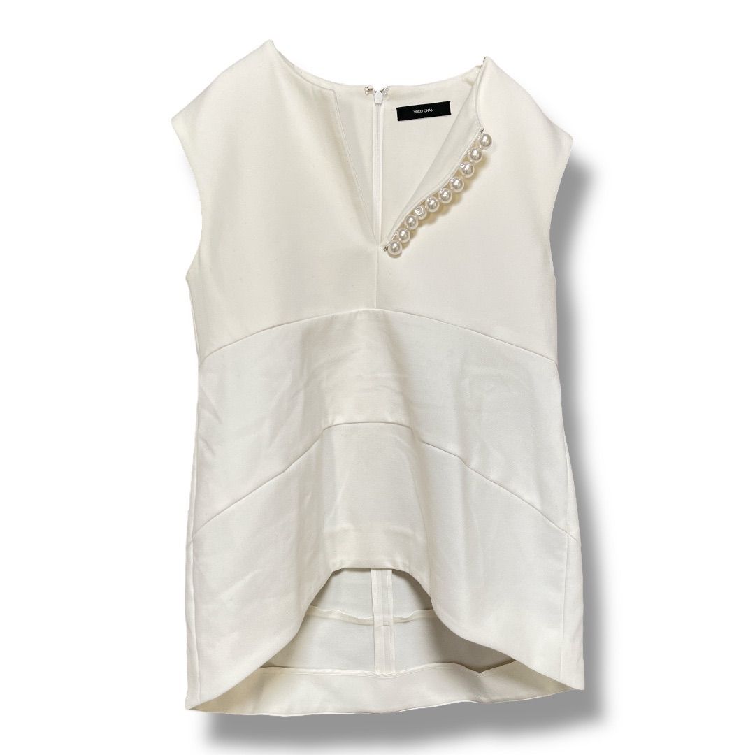 ヨーコチャン　ノースリーブトップス YOKOCHAN ヨーコチャン パール付きトップス ノースリーブ 日本製 プル