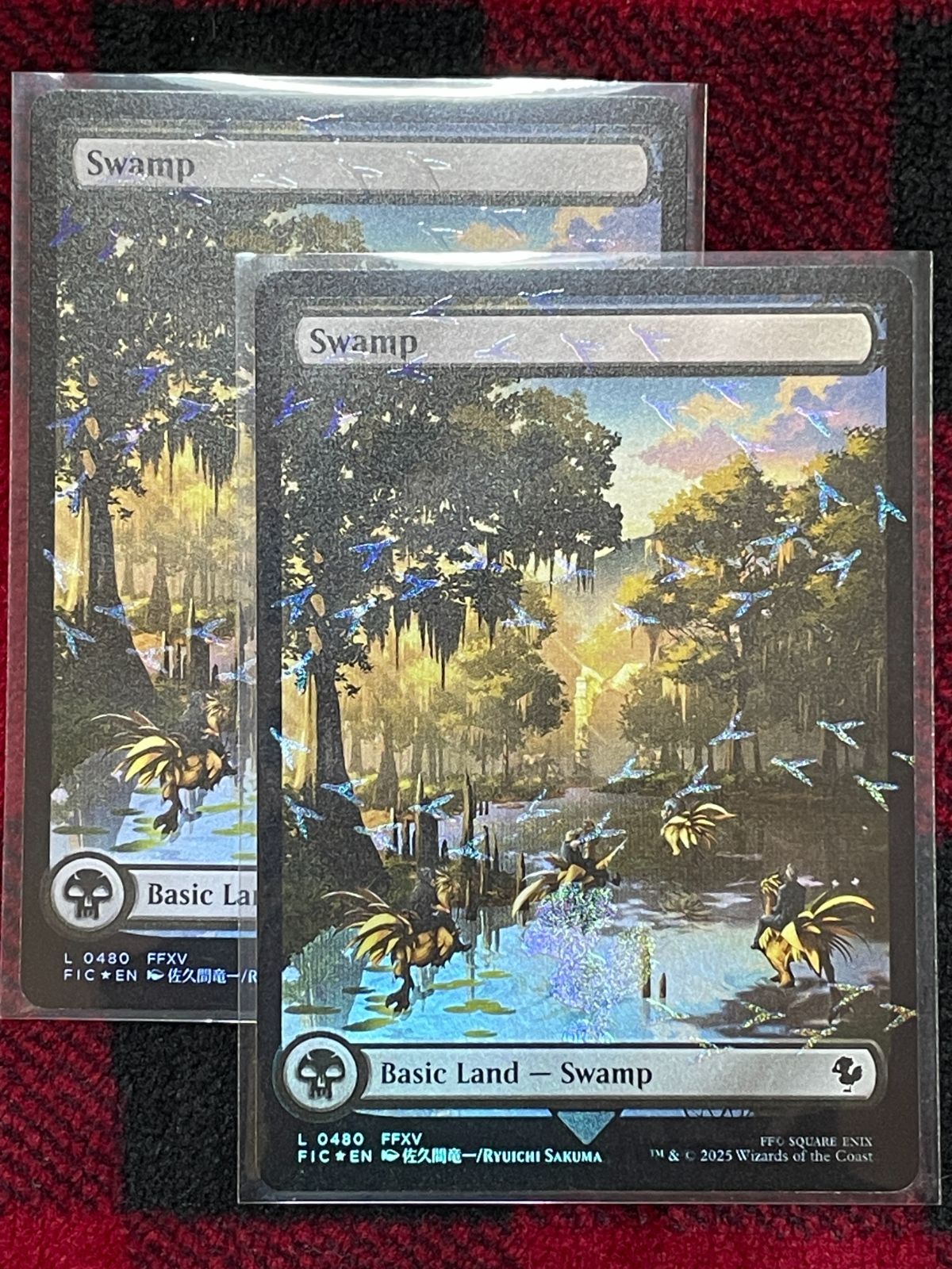 mtg 沼　foil　2枚セット MTG チョコボバンドル 英語版 Foil 基本土地 Swamp 沼 2枚セット